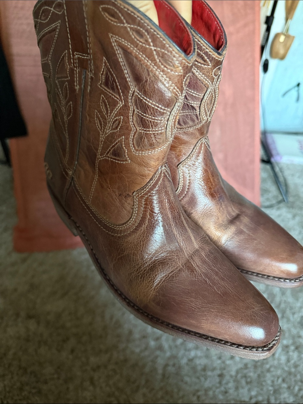 Bed Stu Cobbler Filly II Western‎ Ankle Boots Leather Pull On  Women's Sz. 8 - Picture 13 of 16